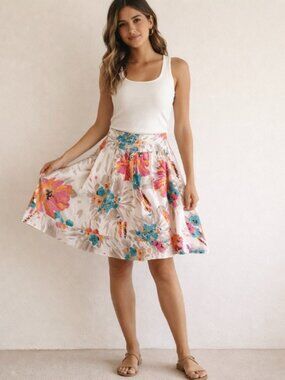 Riley + James women's summer skirt size M pink floral